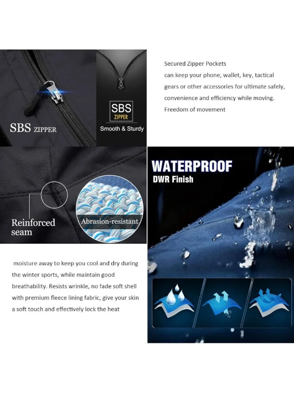 Men's Insulated Snow Pants - Fleece Lined, Water Repellent, Winter Hiking